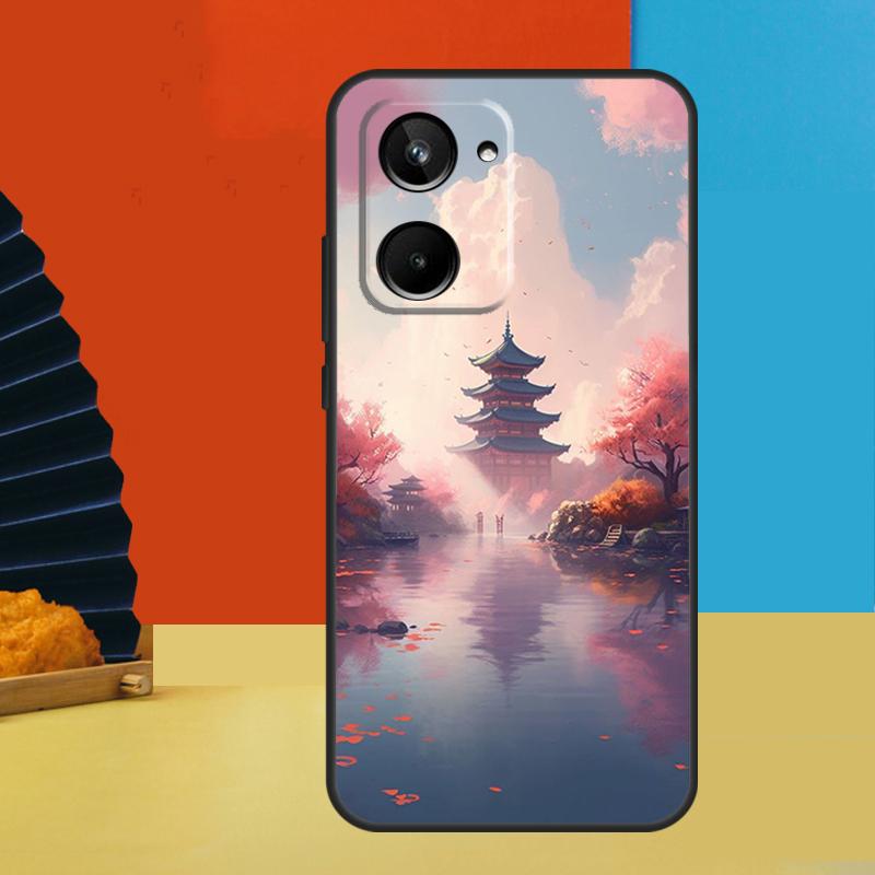 Japanese Art Temple Sakura For Realme 15 Pro 14 12 11 10 13 Pro Plus C65 C67 C63 C61 C55 C51 C53 C35 C75 GT6 GT7 Case