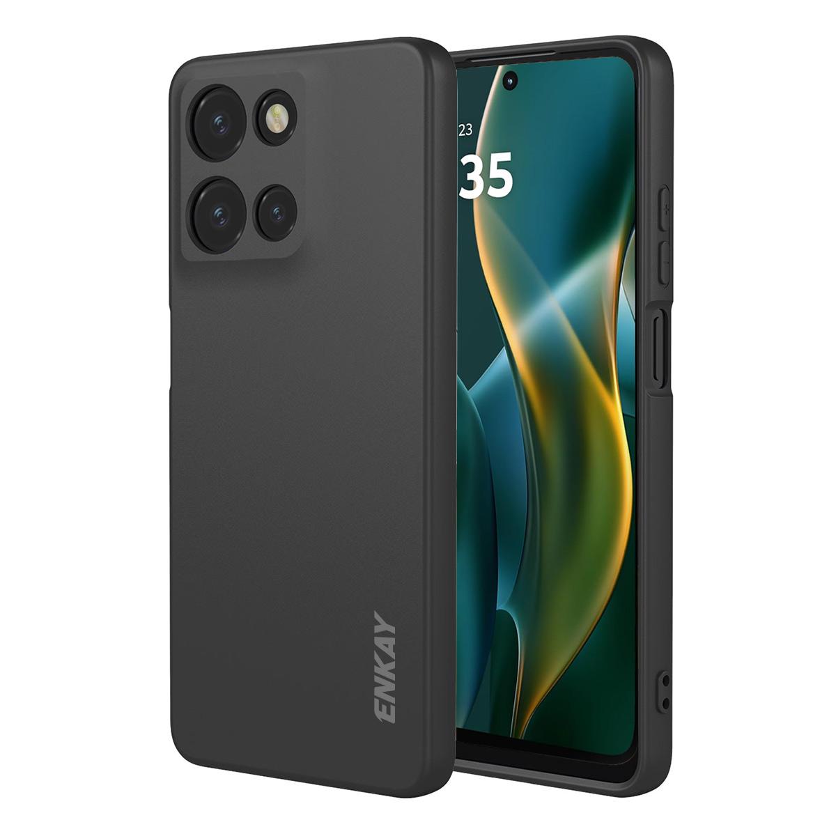 

For Motorola Moto G 5G (2025)/Motorola Moto G Play (2025) 5G Silicone Case ENKAY HAT PRINCE Straight Edge Cell Phone Back Cover Black