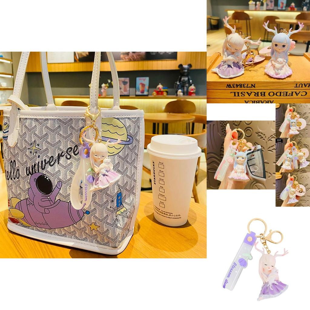 Entzückender Hirsch Schlüsselanhänger Pvc-Material Kreatives Autoschlüssel-Accessoire für Frauen und Mädchen