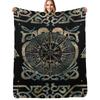 Vegvisir - Viking Compass Ornament Throw Blanket Travel Size Cozy Blanket for Plane Train