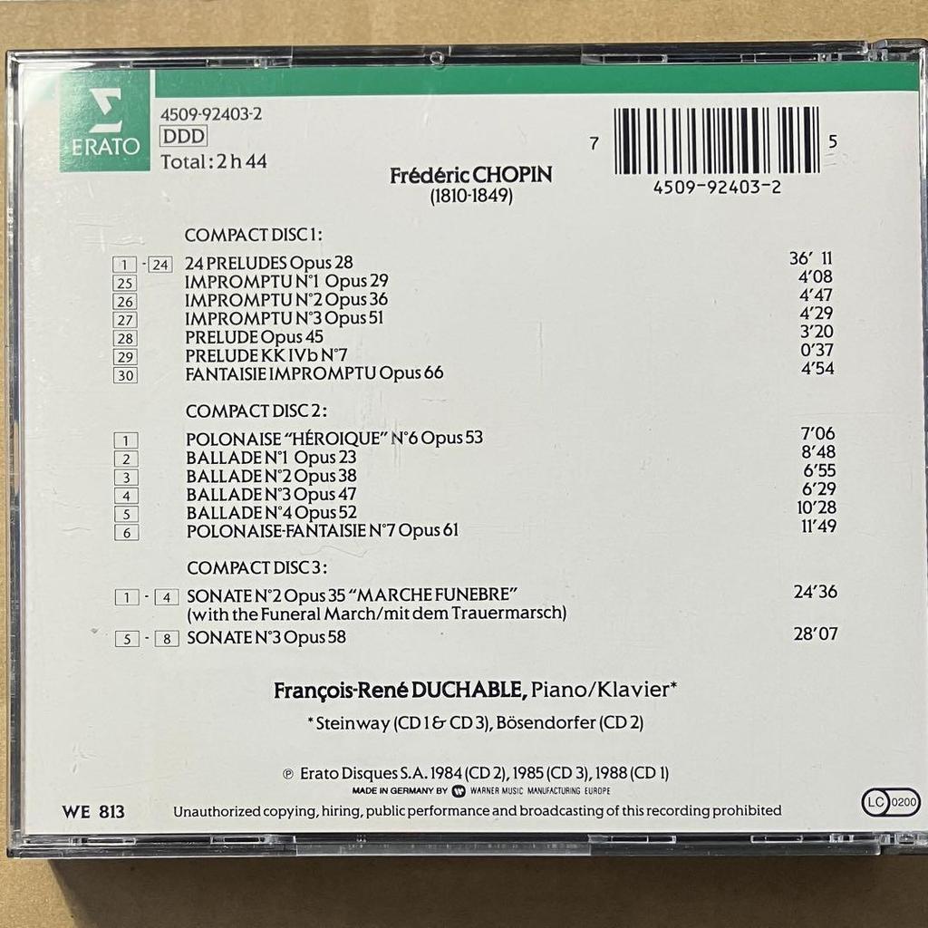 [USED] François-René Duchabre Chopin Piano Works