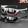 2 Pieces Fashion Vintage Sports Sunglasses Men Women Fishing Running Cycling  Sport Man Sun Glasses Anti-Glare UV400 Eyewear