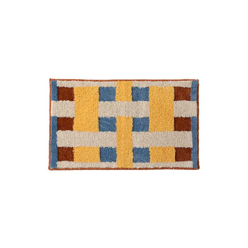 Einfacher karierter Schlafzimmer-Teppich, Badezimmer-Eingangsfußmatte, Winterwärme und Kälteschutz Heimdekoration