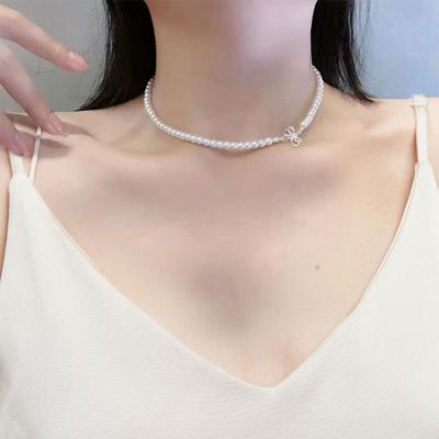 Schleife Perlenkette Damen Hochwertig Leichter Luxus Nische Schlüsselbein Kette Zart Und Süß Schmuck