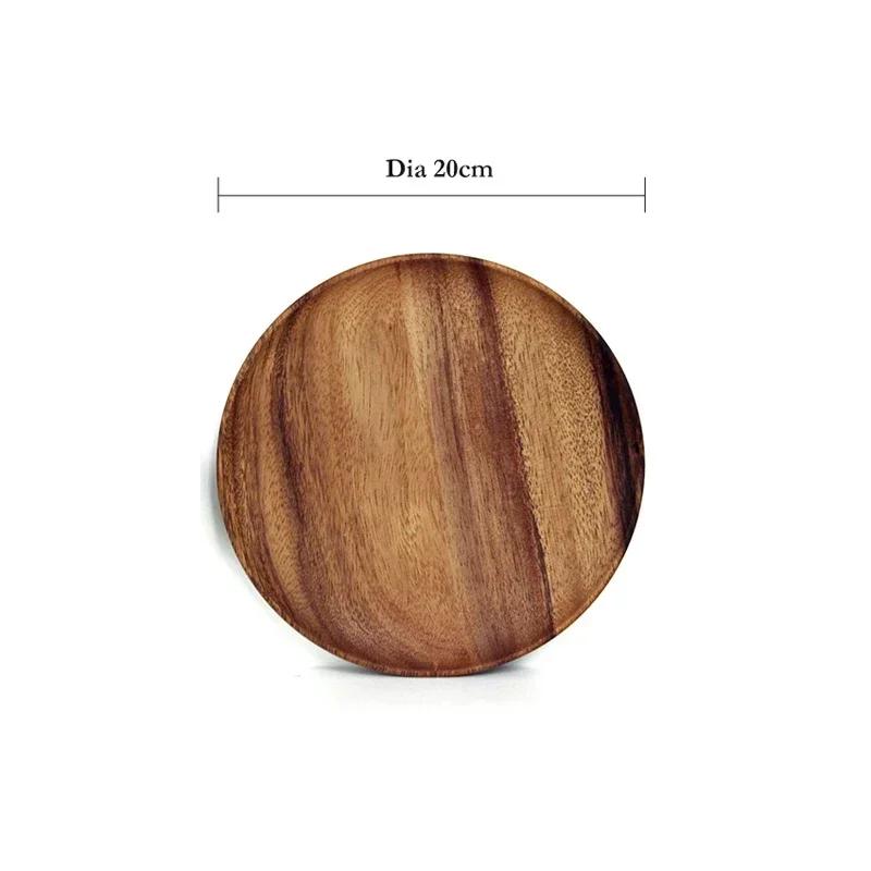 Wooden Plate Serving Tray Dishes Acacia Wood Dessert Snack Food Plate Appetizer Fruit Cake Plate Wooden Tray Kitchen Tableware