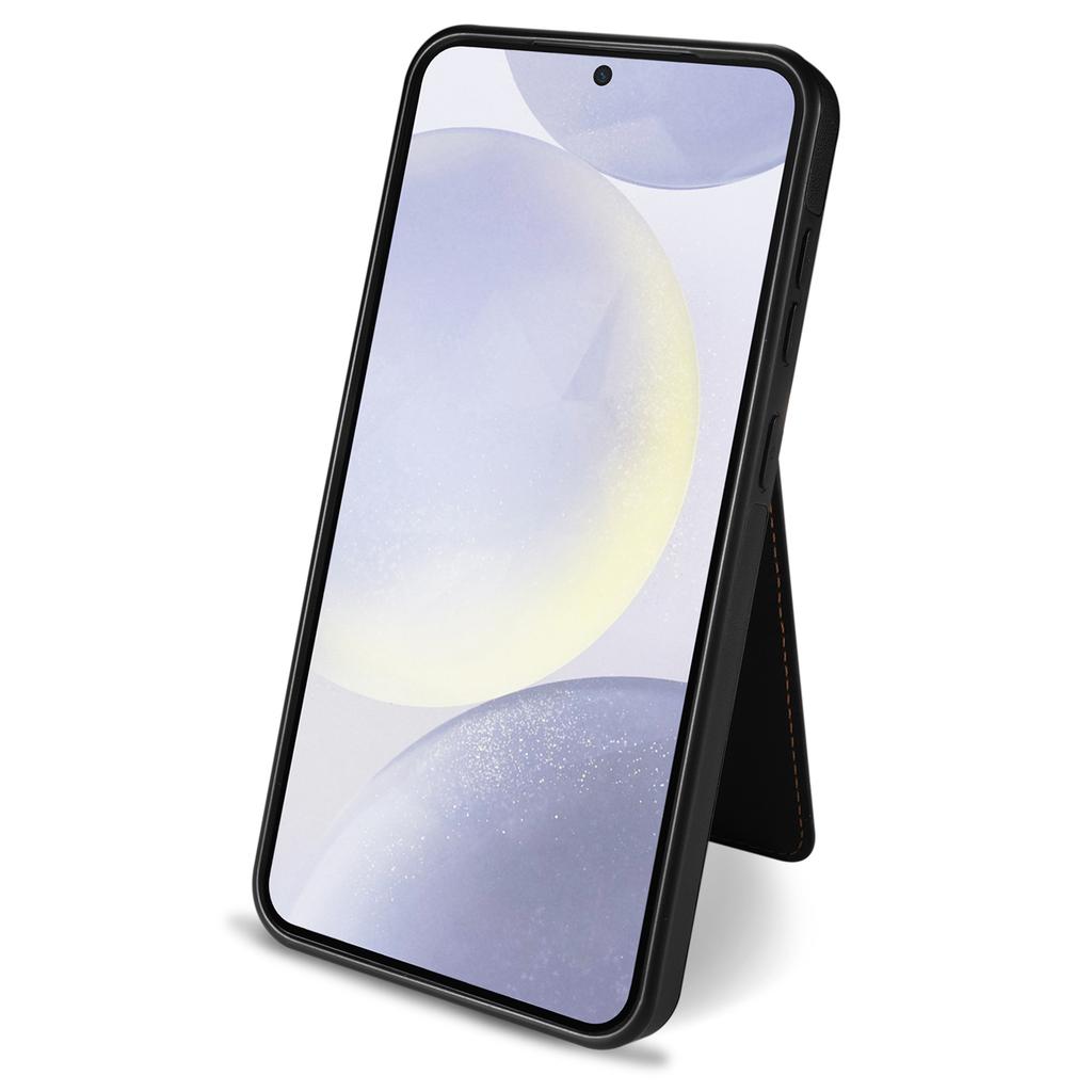 For Samsung Galaxy S24+ Case Compatible with MagSafe Detachable Card Holder Kickstand Leather Phone Back Cover