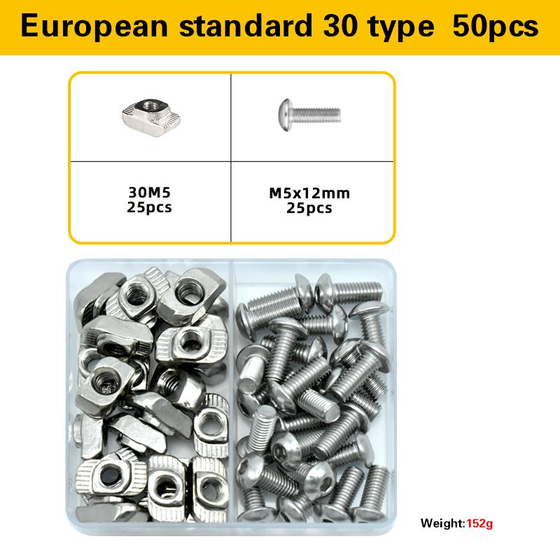 T-Nuts Screws Kit T Track Nut for 2020 3030 Series Aluminum Extrusion T Slot Nut M3 M4 M5 M6 Hexagon Socket Bolts T Sliding Nuts