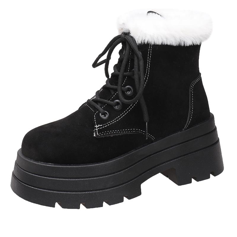 

Женская обувь 2024 Платформа Лаконичные Ботильоны Женские Ботинки Тренд Повседневные Ботинки Женские Круглый Носок Шнуровка Спереди Квадратный Каблук Обувь Женская 40 чёрный