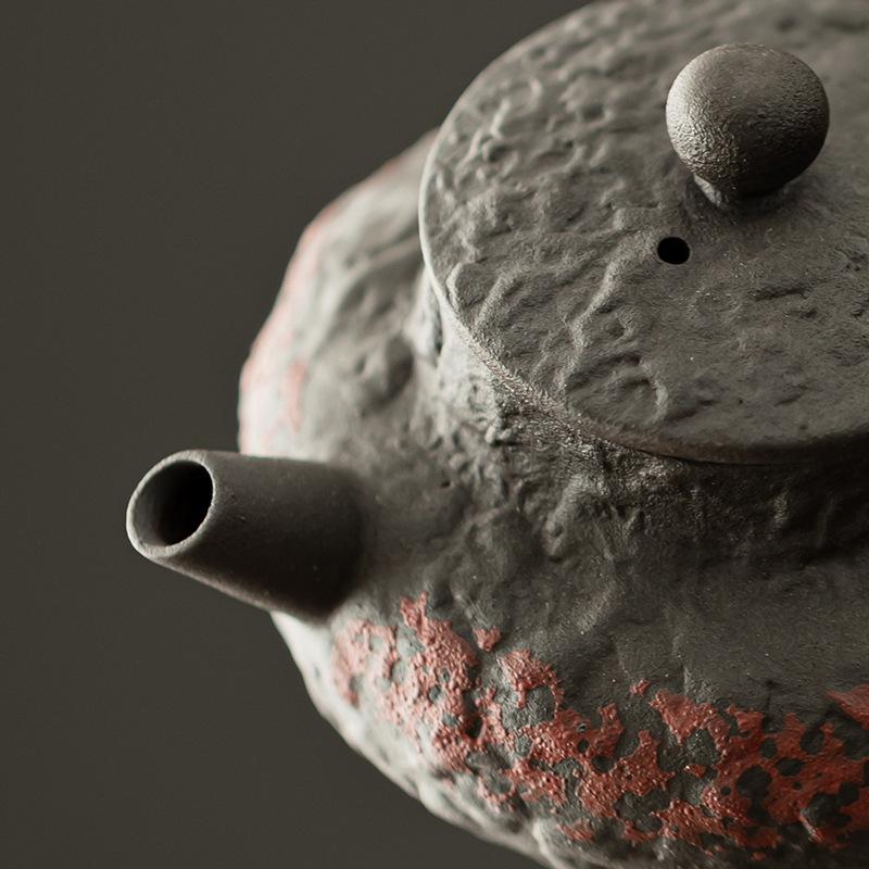 Retro Handheld Teapot Coarse Pottery Square Pot Household Tea Brewer Ball Hole Filter Kung Fu Tea Set Single Pot