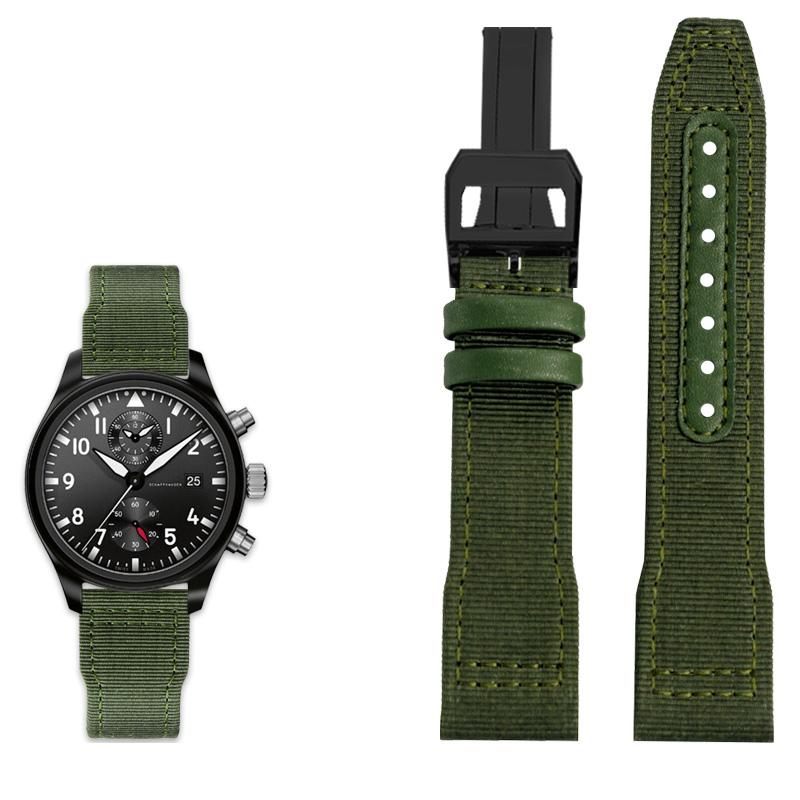 Klasyczny 20/21/22mm Wysokiej jakości nylonowy pasek do zegarka ze skóry cielęcej Pasuje do IWC Pilot SPITFIRE MARK18 Portofino TOP GUN IW389101 Pasek do zegarka