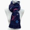 Great LOUIS VUITTON Scarf Escalp Logo Mania Navy Wool Women M70899 Used