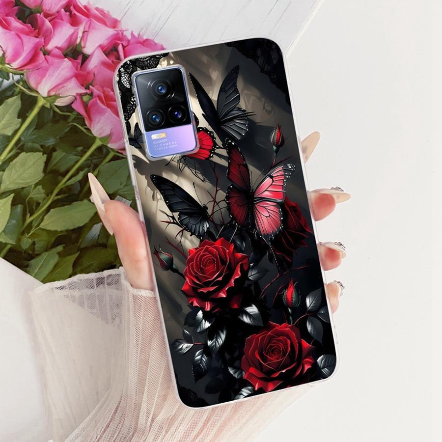 For Vivo V21E V 21 E V2061 V2055 Case Soft Silicone TPU Protective Butterfly Phone Case For VivoY73 2021 V21 E 4G 5G Cover Coque