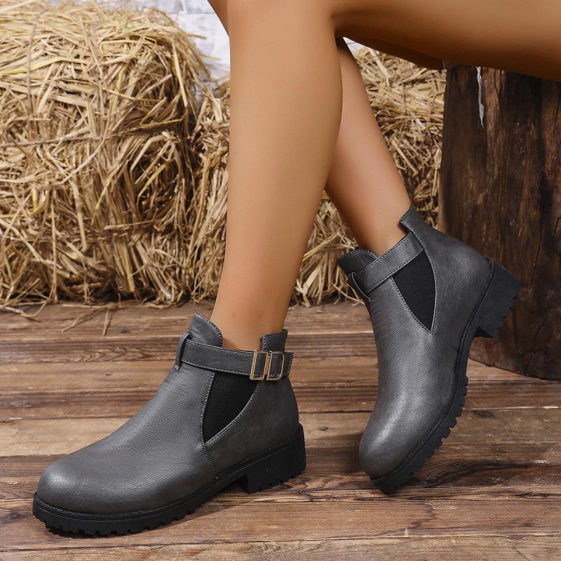 New Martin boots for autumn and winter, low-heeled belt buckles, boots, plus-size boots