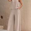 New Women's Sleeveless Vest And Trousers Two Piece Set Fashion Solid Color Two Piece Round Neck Top Pants Suit Casual Set