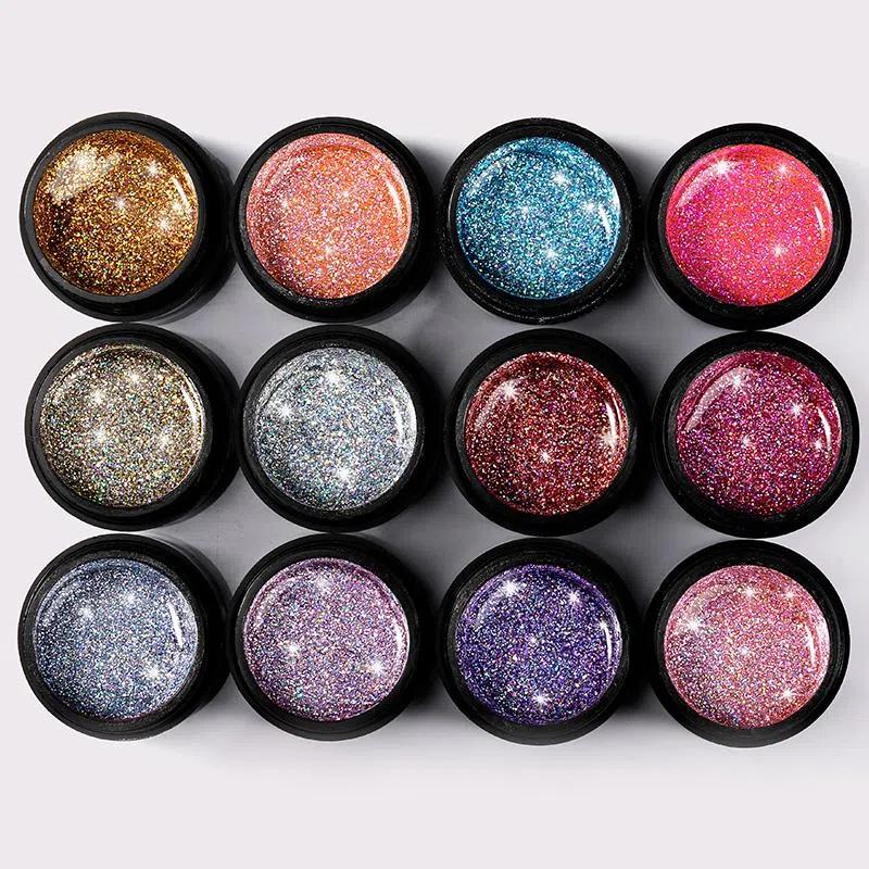 UV-Nagellack, Neon-Regenbogen-Hybridlack, Platin-Gelfarbe für die Maniküre