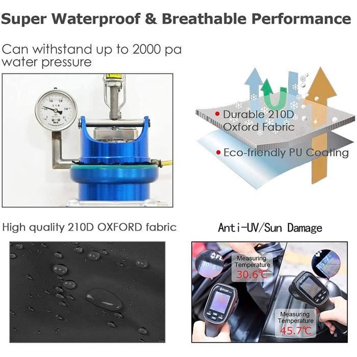 Housse de Moto - NEVERLAND - 210D - Imperméable - Couverture Extérieure - Trous de Verrouillage