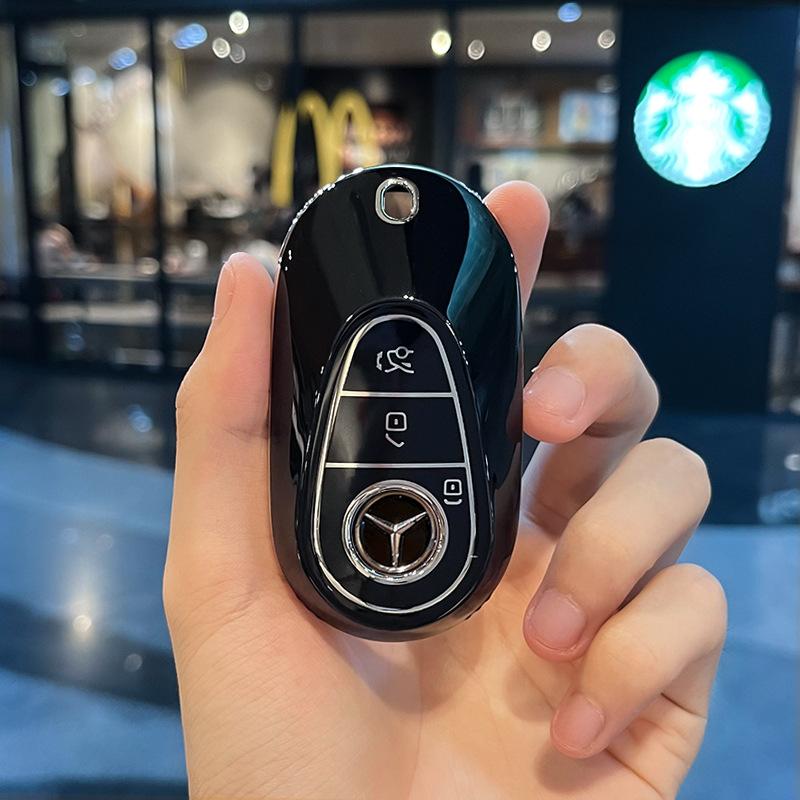 Fashion TPU Car Smart Key Case Fob Cover For Mercedes Benz C E S Class GLC CLE EQE W206 W214 W223 S350 S400 S450 E300 Keychain