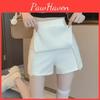 High Waist Aline Womens White Split Skirt Summer Short Skirt Small Size Antiexposure Design