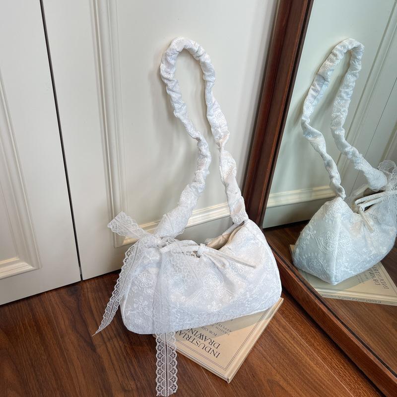 Korean Style Ins Style Lace Bow Cloth Bag For Students 2026 Newest Large Capacity Tote Bag Single Shoulder Bags For Young Lady