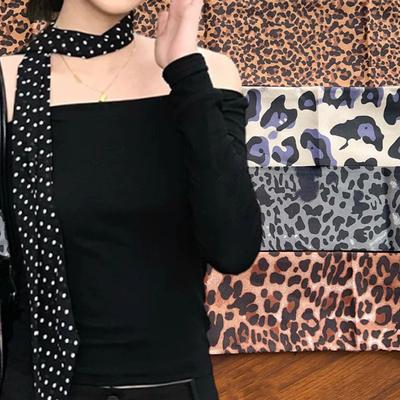 Retro Leopard Print Silk Scarf Polka Dots Long Womens Tie Multifunctional Hair Band Bag Handle Decoration Fashion Accessory