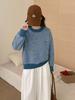 2026 Autumn Women's Korean Style Loose Color Block Knit Sweater