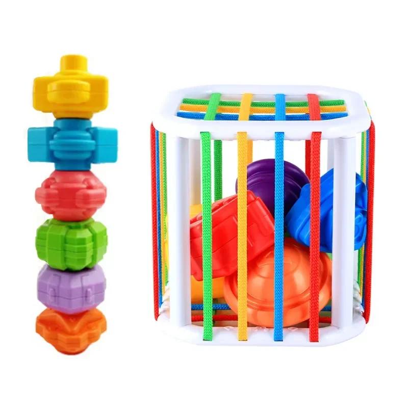 Montessori Babyspielzeug 0-12 Monate Sensorische Entwicklung Lernen Lernspielzeug Bunte Blöcke Sortierspiel für Babys Kleinkinder