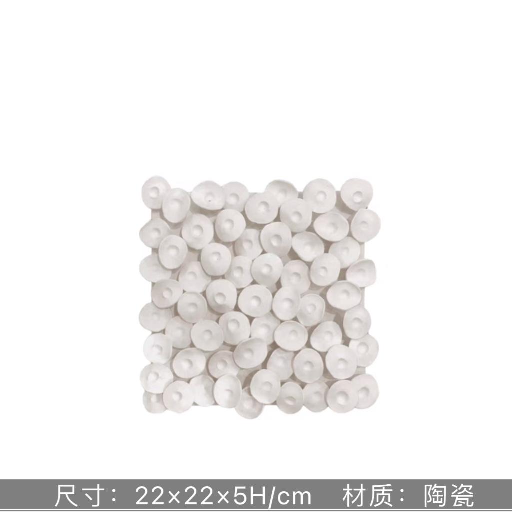 Ceramic Square White Flower Painting Creative Living Room Decoration Ceramic Petal Painting Interior Decoration Background Wall
