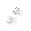 French light luxury jewelry style earrings women's flash diamonds square zircon bow ear clips fashion dress versatile ear jewelry