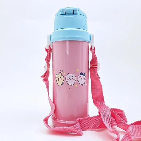 Chiikawa Stainless Steel Sports Water Bottle, Direct Drinking, One-Touch Design, Insulated, 800ml, Dance Set (Water Bottle, Name Sticker)