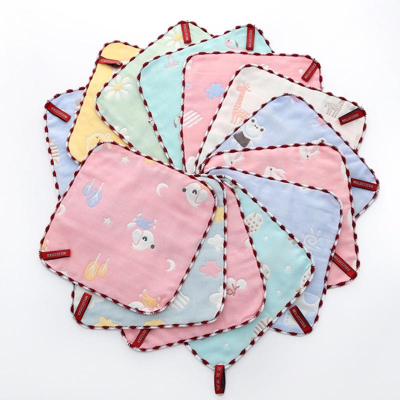 25 x 25 cm, quadratisches Handtuch aus reiner Baumwolle, 6-lagiges kleines Handtuch, Kindergarten-Wischtuch, Gaze-Taschentuch, kleines quadratisches Handtuch aus Baumwolle, Speicheltuch