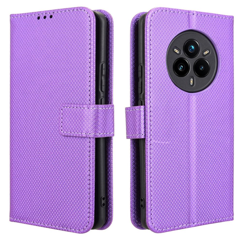 For Realme 14 Pro+ 5G Case PU Leather Diamond Texture Wallet Phone Cover
