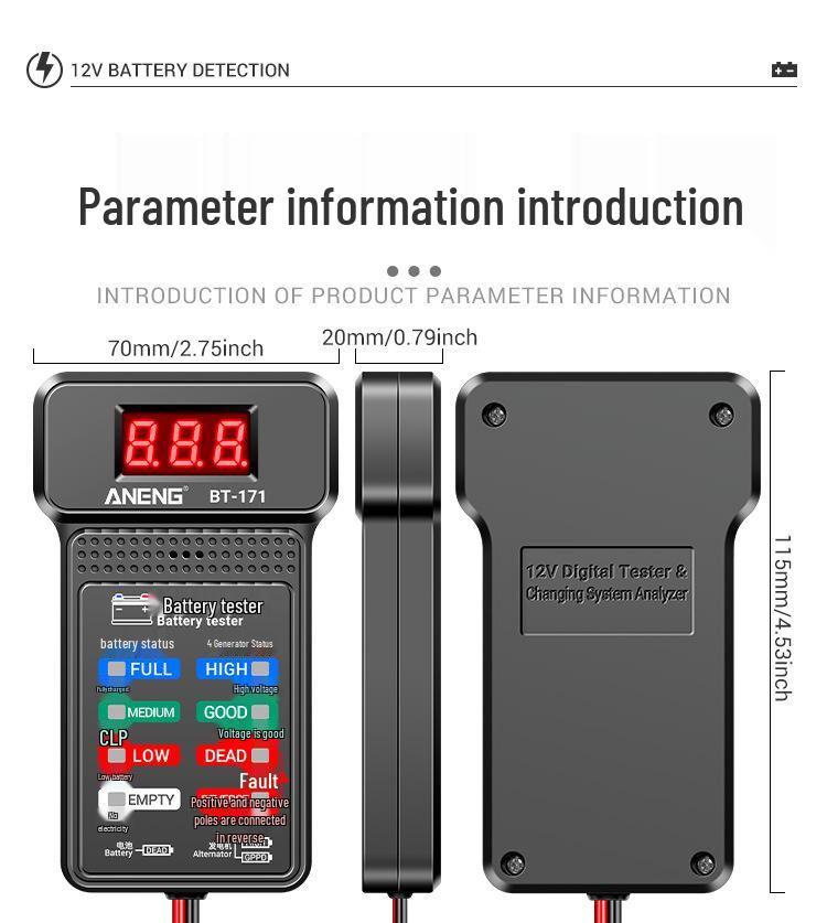 ANENG 12V Battery Tester for Cars, EVs, and Motorcycles - Models BT171/BT172