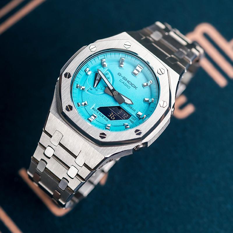 CASIO Unisex Liquid Crystal/Analog Dual Display Series Blue Watch GA-2100SKE-7A