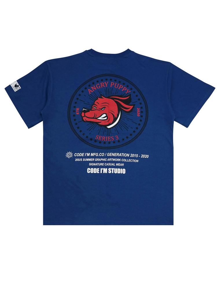 Code Iam Angry Puppy Series 3 Printed Oversized Short Sleeve T-Shirt Blue Blue/M