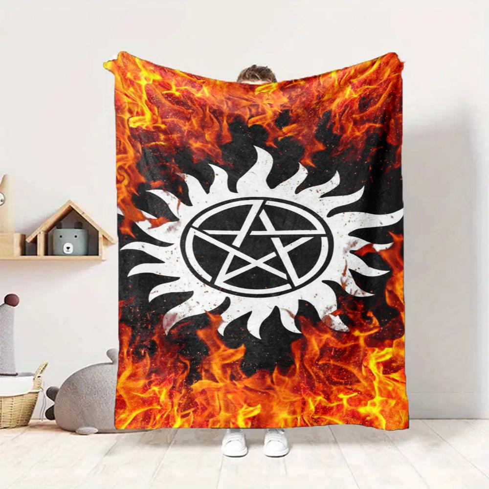 Supernatural Fire Flannel Blanket Throw Blanket Soft Warm Sofa Bed Camping Car Home Decor Unique Christmas Gift C930307