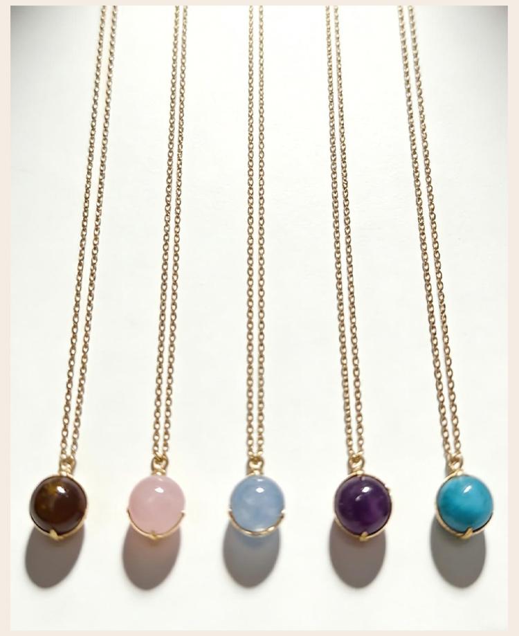 Nature Stone Crystal Healing Necklace for Women Stainless Steel Spiritual Stones, Emotional Balance Minimalist Jewelry