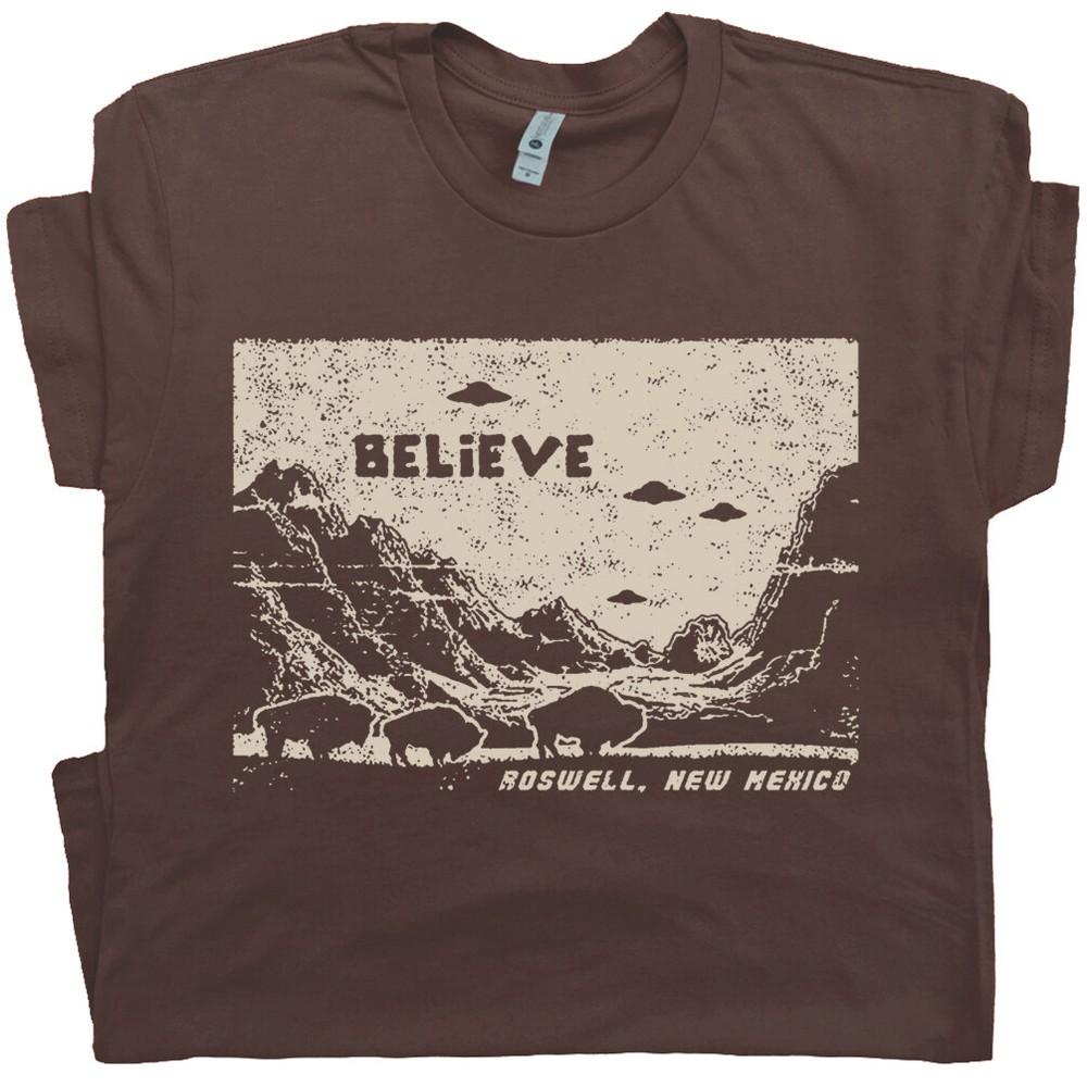 

UFO Aliens T Shirt Roswell Area 51 Believe Cool Graphic X Files Flying Saucer 4XL