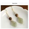 Handmade Chinese-Style Hetian Jade & Agarwood Earrings with Ear Hooks - Versatile Design for Women