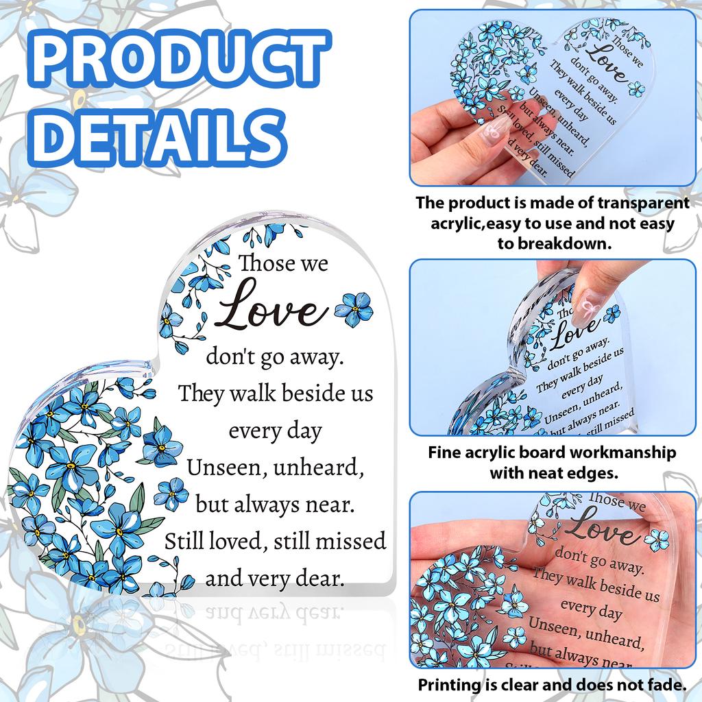 Forget Me Not Sympathy Plaque Memorial Bereavement Gifts Acrylic Heart Condolence Presents Remembrance Sympathy Gifts Table Cent