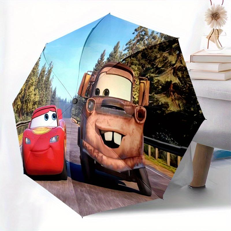 1pc Lightning McQueen,Mater Automatic Folding Umbrella: Compact 8 Bone Design Cartoon Outdoor Travel Companion, Business Umbrella, Christmas