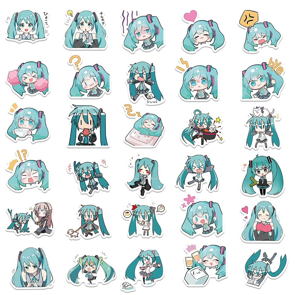 Kolergam Hatsune Miku Sticker Cute Anime Stickers for Hatsune Moe Planner Popular Anime Stylish Waterproof Graffiti Popular DIY Stickers for Water