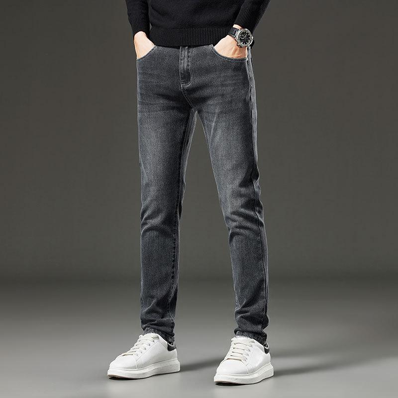 

2024 Осень/Зима Новые Плюшевые/Обычные Джинсы Мужские Модные Брендовые Свободные Прямые Трубчатые Деловые Универсальные Стрейч Длинные Брюки 38