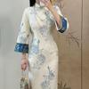 2025 Autumn/Winter Modern Chinese Velvet Cheongsam: Stylish, Printed, Slim-Fit Dress for Women