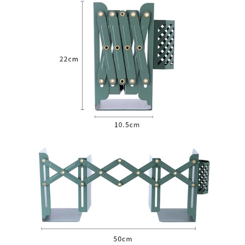 Retractable Bookstand with Pen Holder Integrated Desktop Book Storage Rack Baffle Book Clip Folding and Fixed
