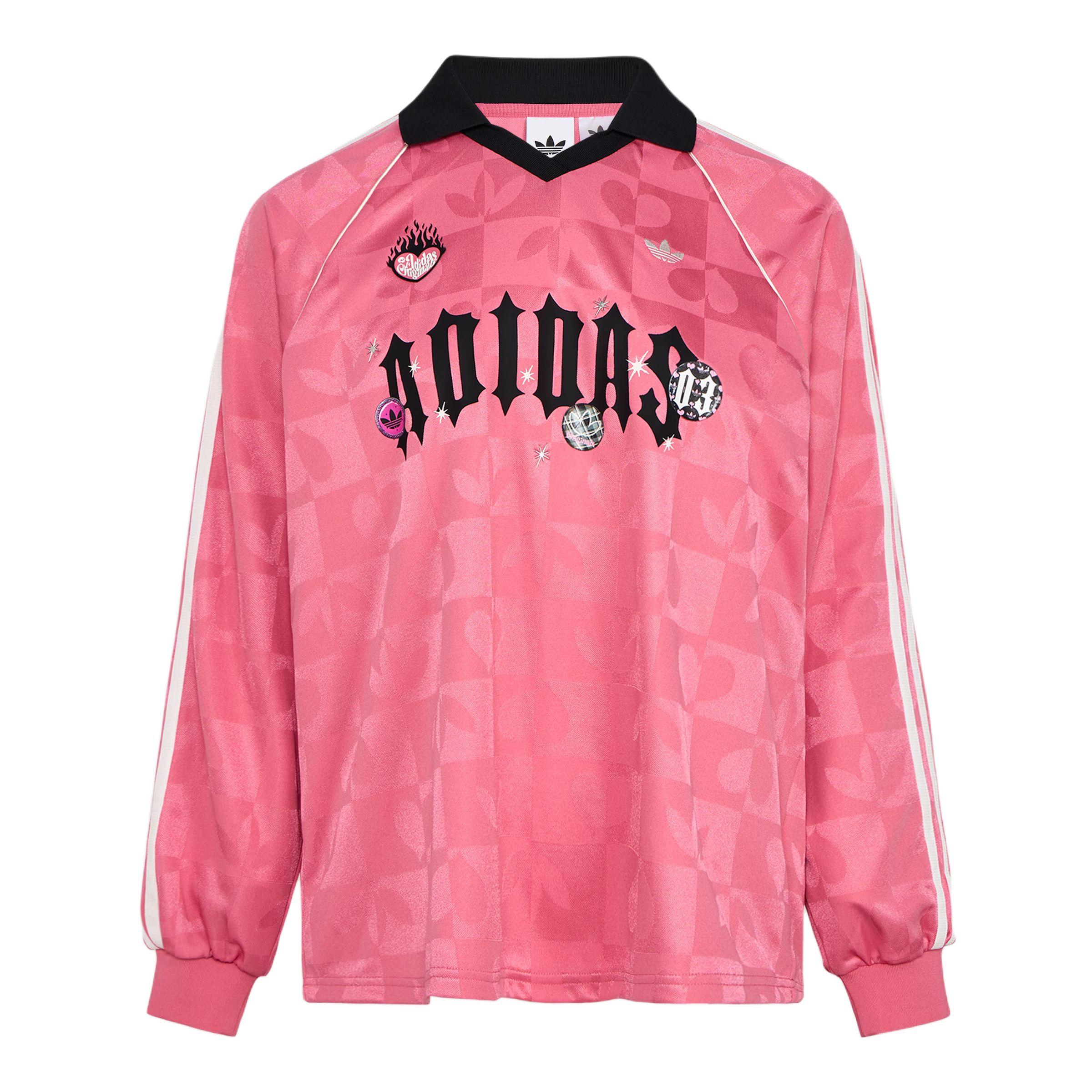 adidas Originals Women s Valentine s Day Long Sleeve Polo Shirt Raspberry Pink KY2021 XS