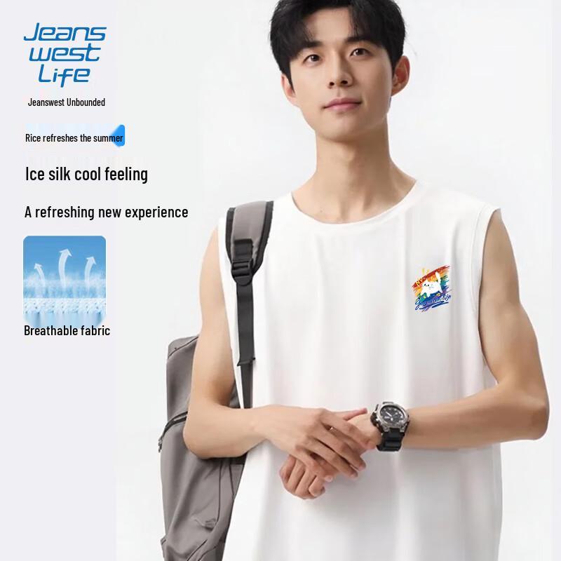 Мужская сетчатая майка Jeanswest Life из ледяного шелка с принтом  Радужный кот 5XL