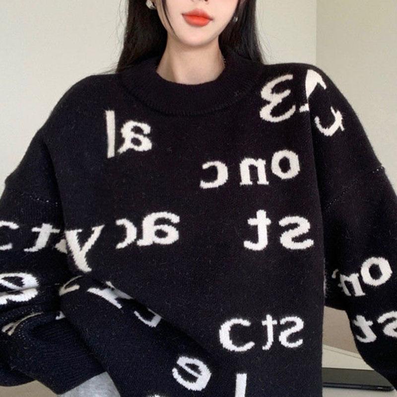 Women's Autumn and Winter Sweater, Thickened , Warm Knitted Stretchy Long-Sleeve Oversized Top
