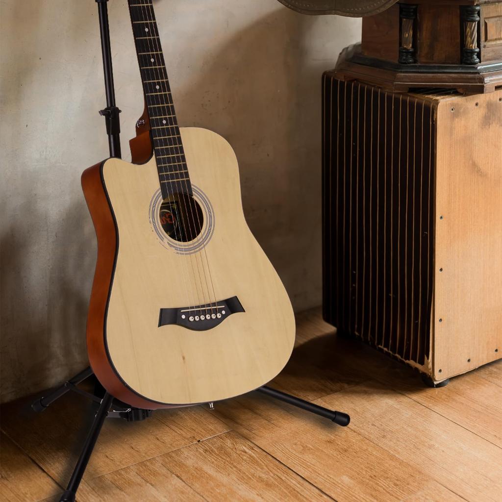 uxcell Triple Guitar Adjustable Stand for and Bass Folding Black Stand, Floor-Mounted, Multi-Guitar Electric, Acoustic, Guitars, Tripod,