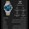 JINSHIDUN New Business and Leisure Men's Watch Elegant Business Double Calendar Mechanical Watch Waterproof Business Men's Watch