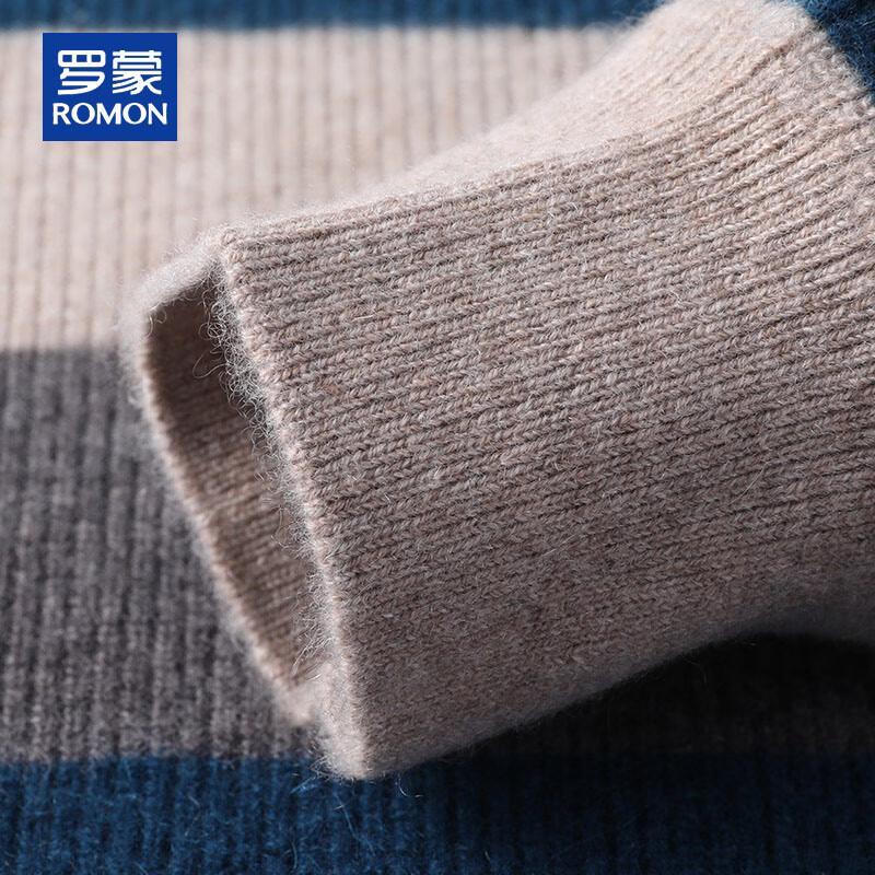 ROMON Men's 100% Pure Cashmere Thickened Round Neck Pullover Sweater